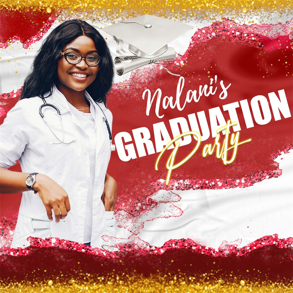 Toile de Fond de Graduation 2025 Lueur Cramoisie Personnalisée LXX6-159