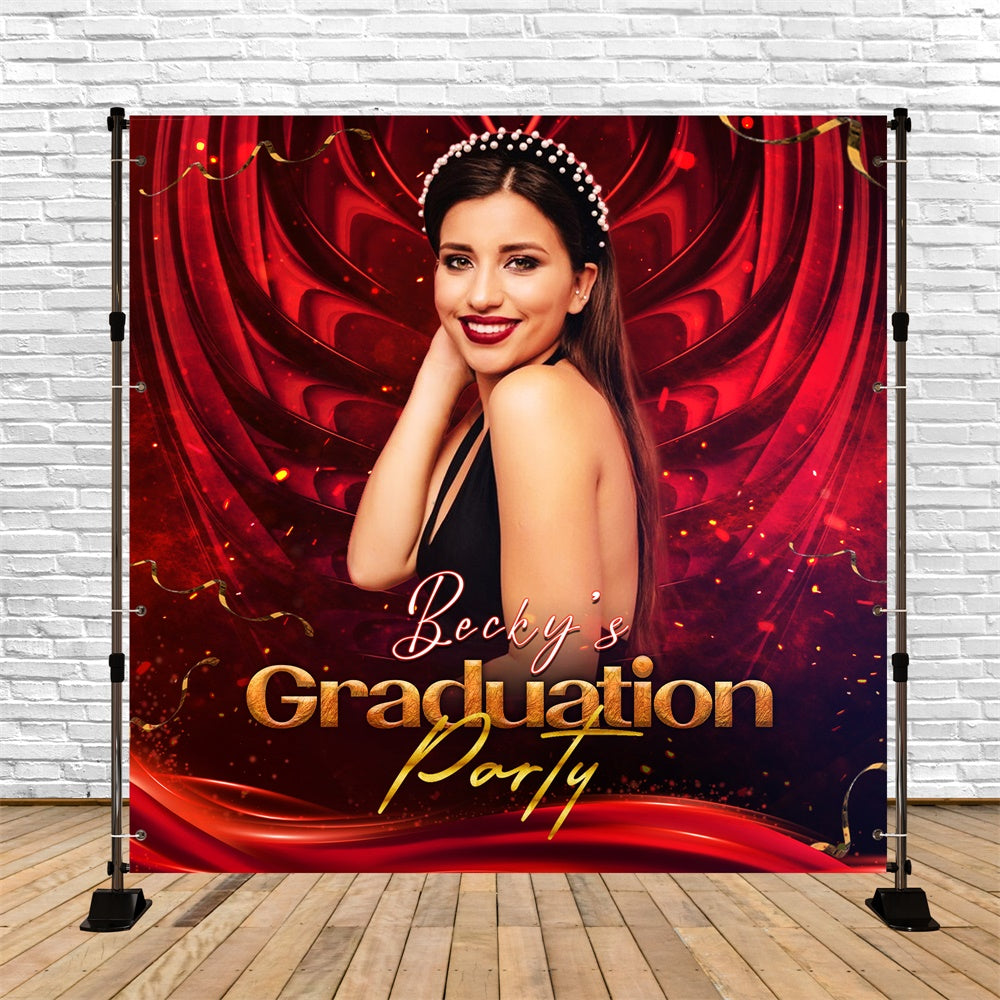 Toile de Fond de Graduation Personnalisée Rouge Rayonnant LXX6-167