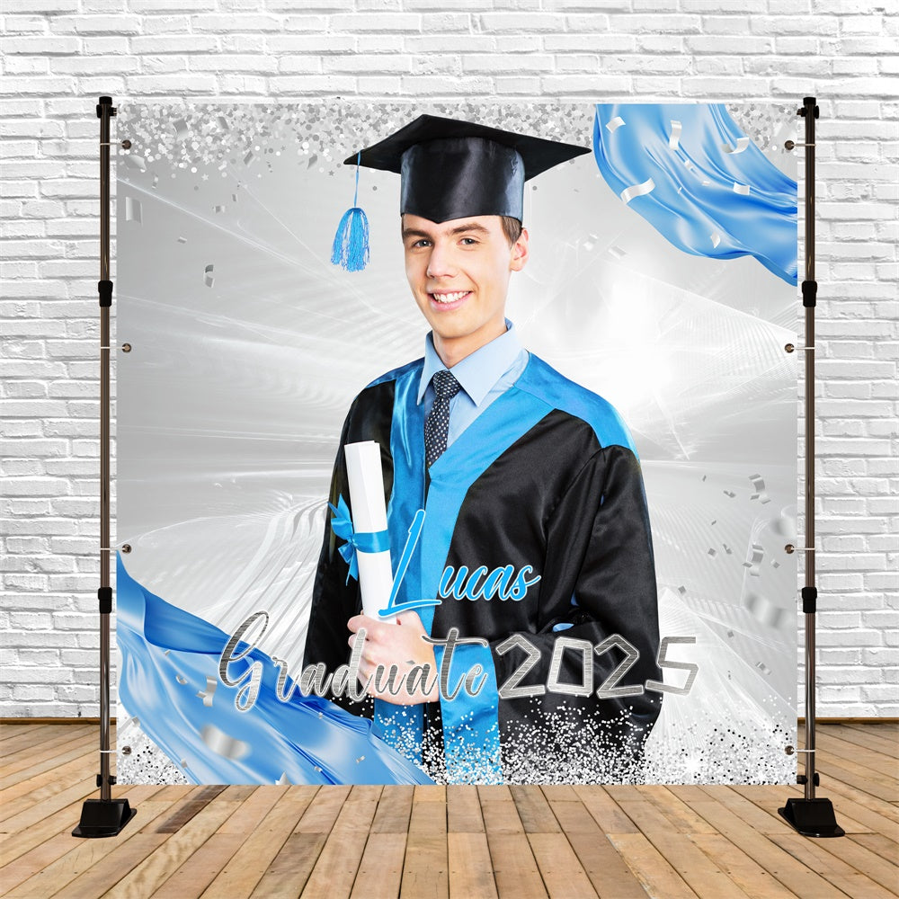Toile de Fond de Graduation Personnalisée Torrent Argenté LXX6-169