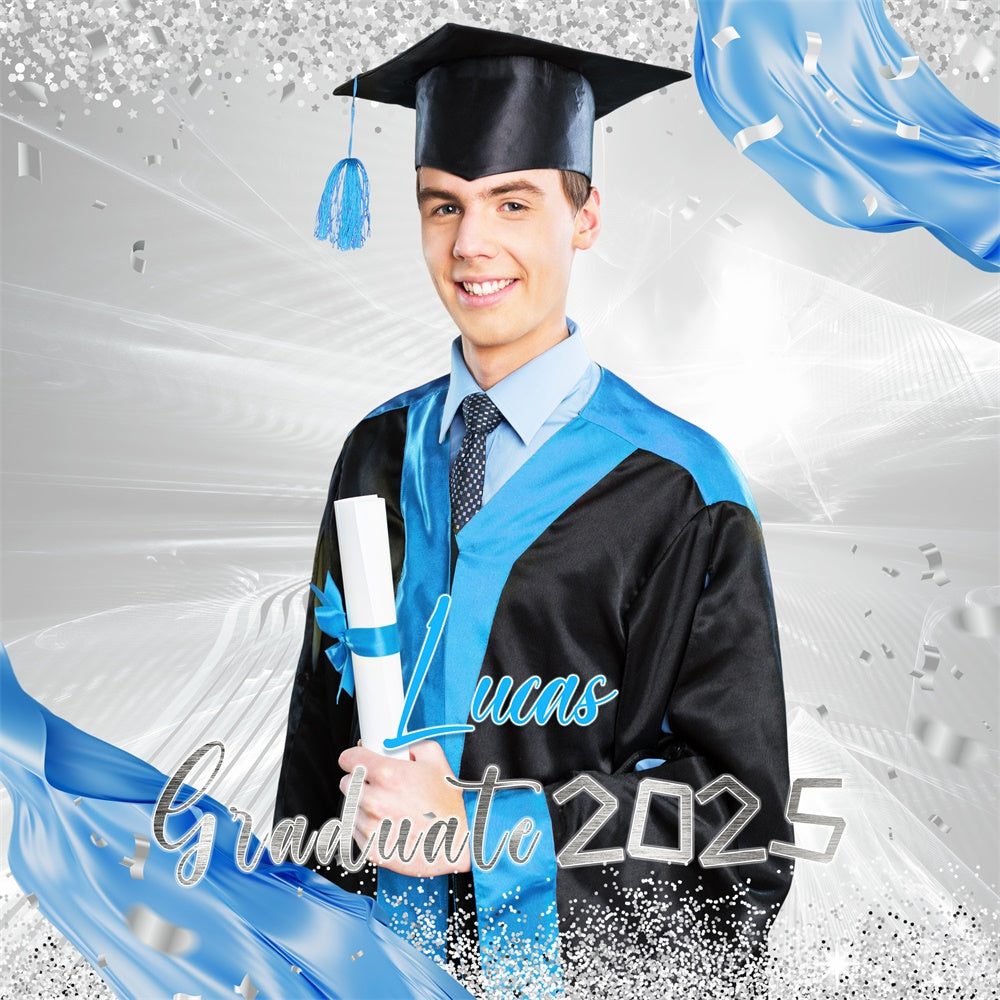 Toile de Fond de Graduation Personnalisée Torrent Argenté LXX6-169