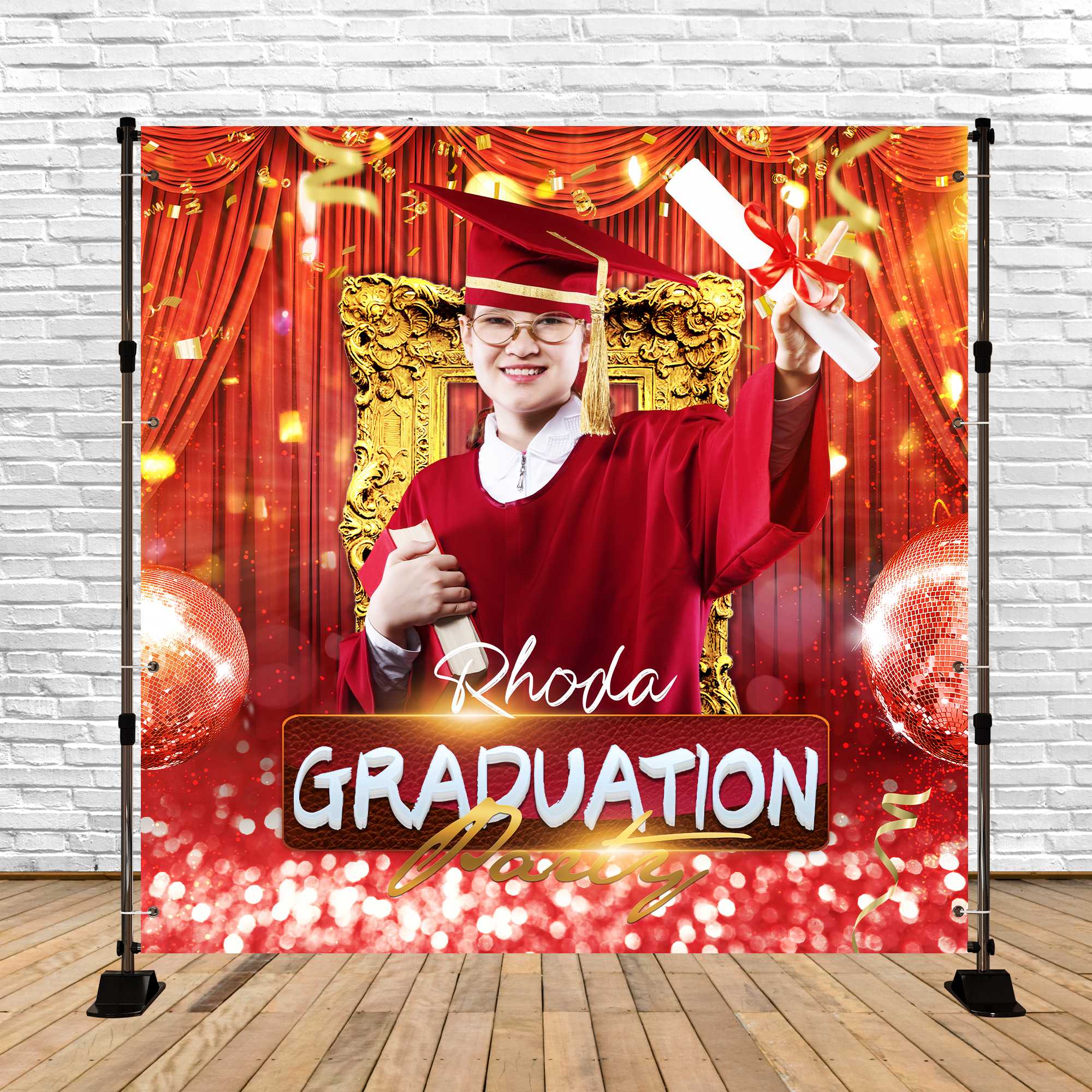 Toile de Fond de Graduation Trône Écarlate Personnalisée LXX6-170