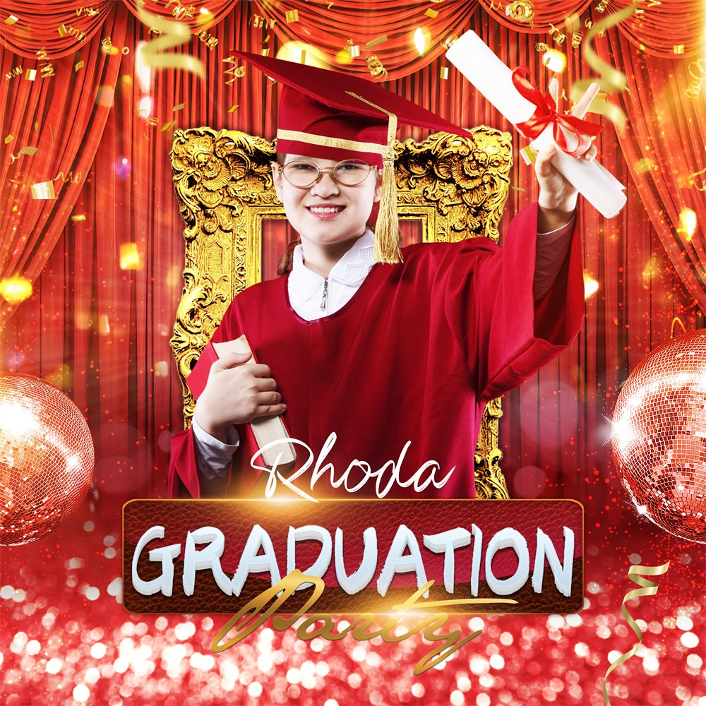 Toile de Fond de Graduation Trône Écarlate Personnalisée LXX6-170