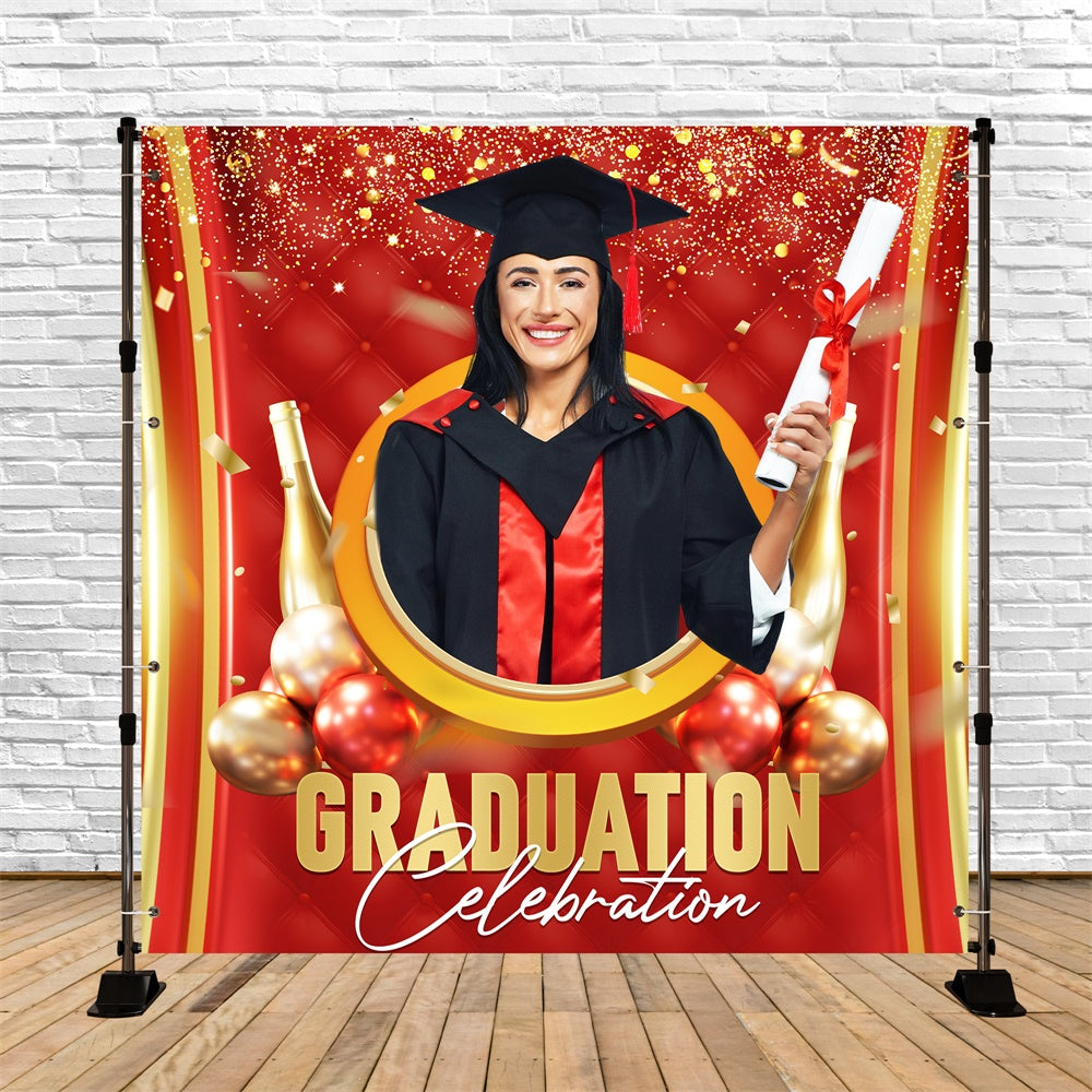 Toile de Fond de Graduation Personnalisée Champagne Cramoisie LXX6-172
