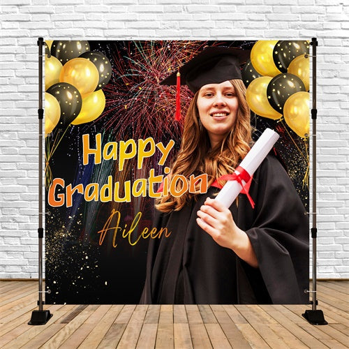 Toile de Fond de Graduation Ballon Feu d’Artifice Personnalisée LXX6-178