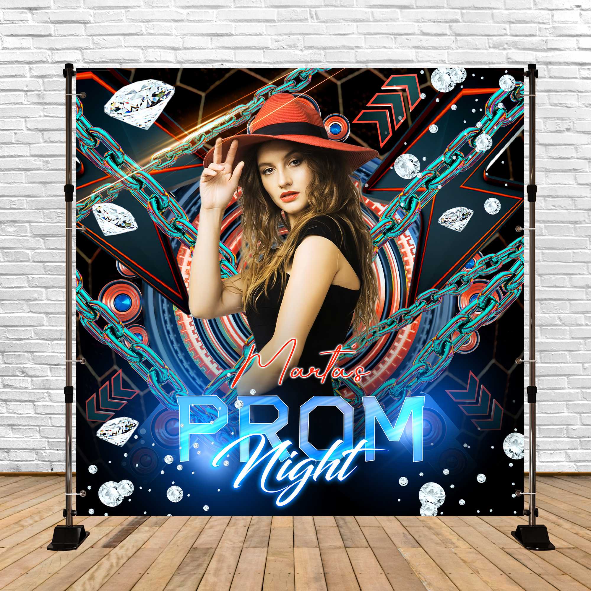 Toile de Fond Pour Bal Fête Néon Chaînée Personnalisée LXX6-185