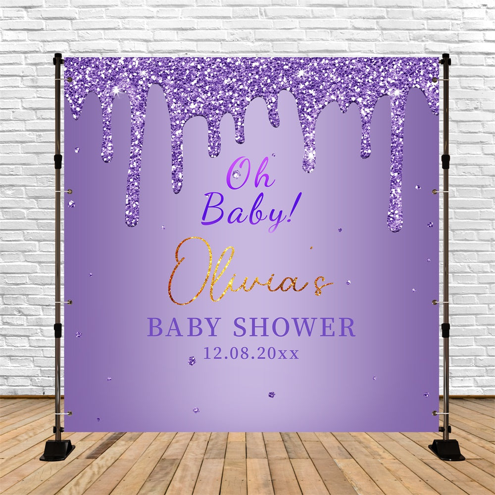 Toile de fond Baby Shower Photo Lavande Étincelante Personnalisée LXX6-2