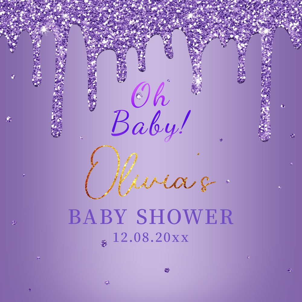 Toile de fond Baby Shower Photo Lavande Étincelante Personnalisée LXX6-2