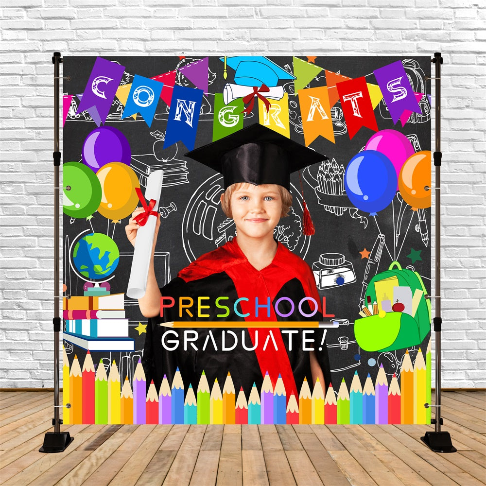 Toile de Fond de Graduation Crayons de Couleur Personnalisée LXX6-208