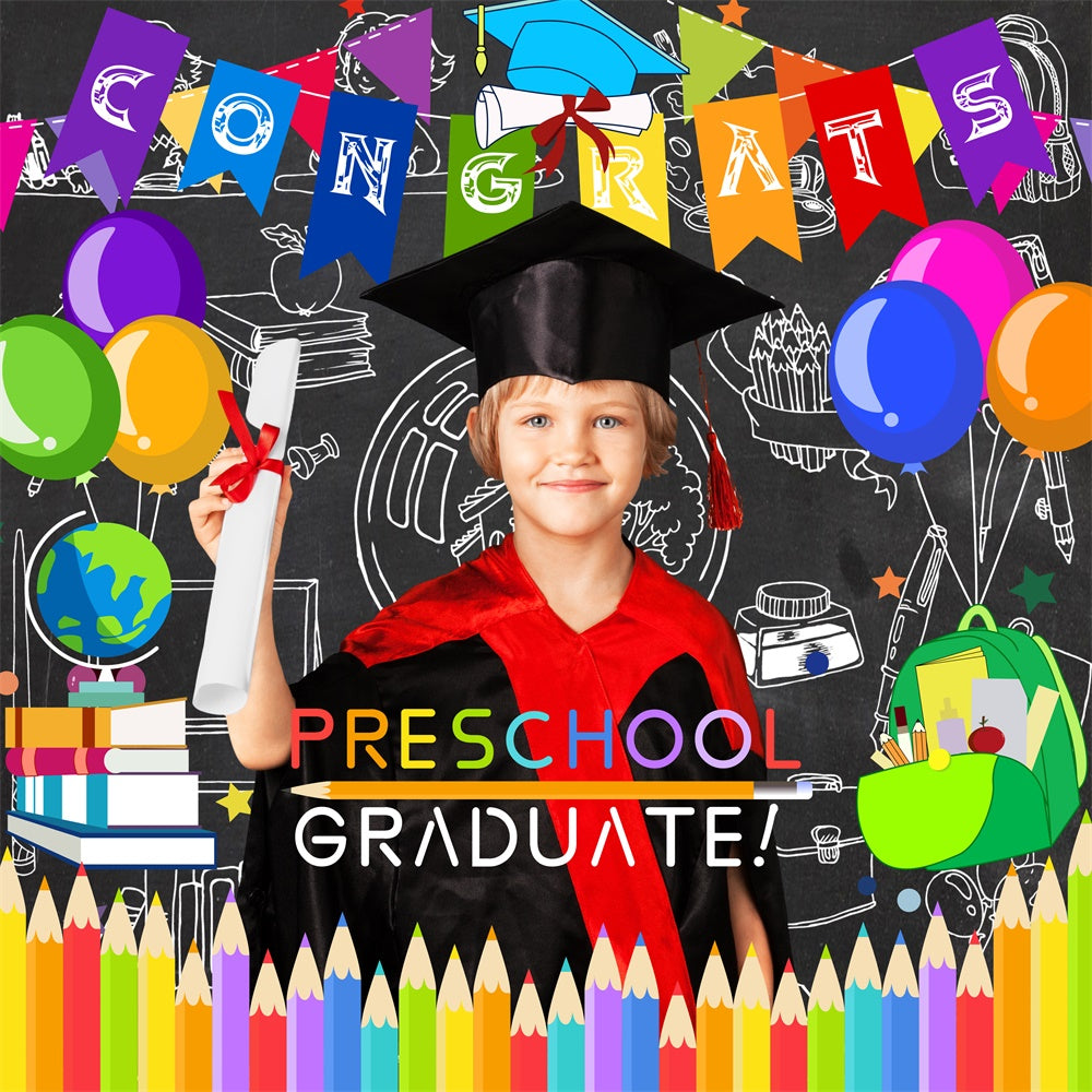 Toile de Fond de Graduation Crayons de Couleur Personnalisée LXX6-208