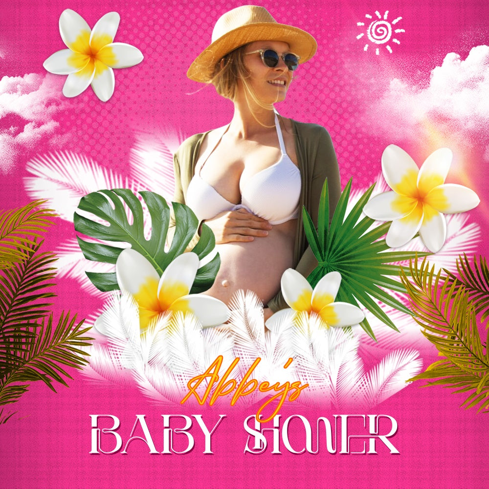 Toile de fond Baby Shower Personnalisable Floraison Tropicale Été LXX6-219