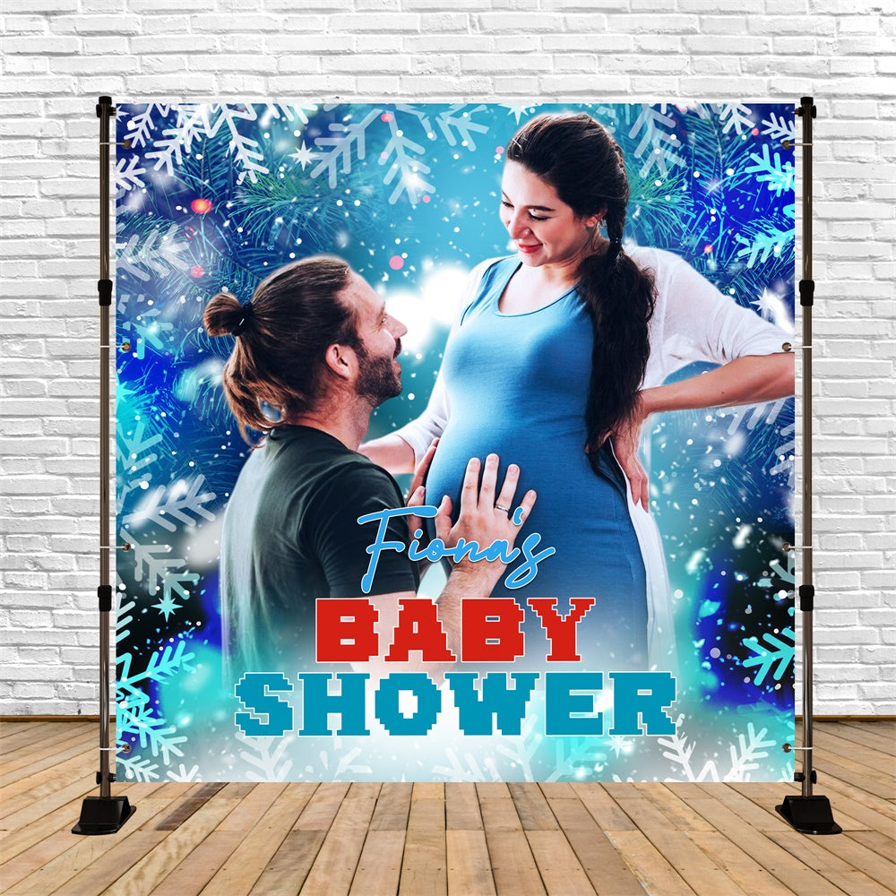 Toile de fond Baby Shower Personnalisable Joie Neige Étincelante LXX6-223
