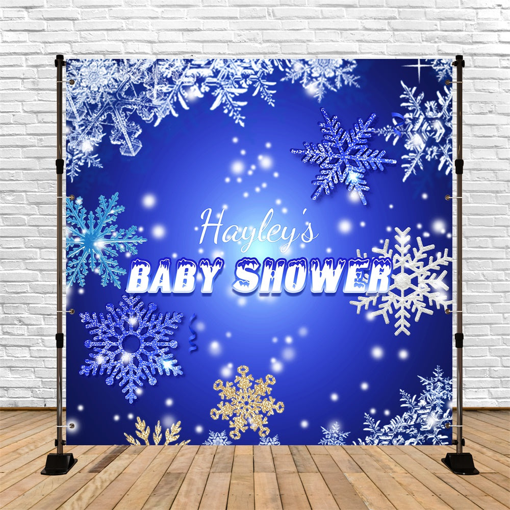 Toile de fond Baby Shower Personnalisable Idées Reine des Neiges Bleue LXX6-224