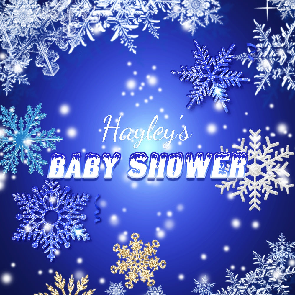 Toile de fond Baby Shower Personnalisable Idées Reine des Neiges Bleue LXX6-224