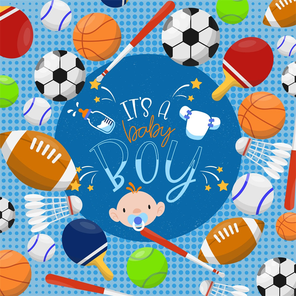 Toile de fond Baby Shower Personnalisable Passion Sport Garçon LXX6-228