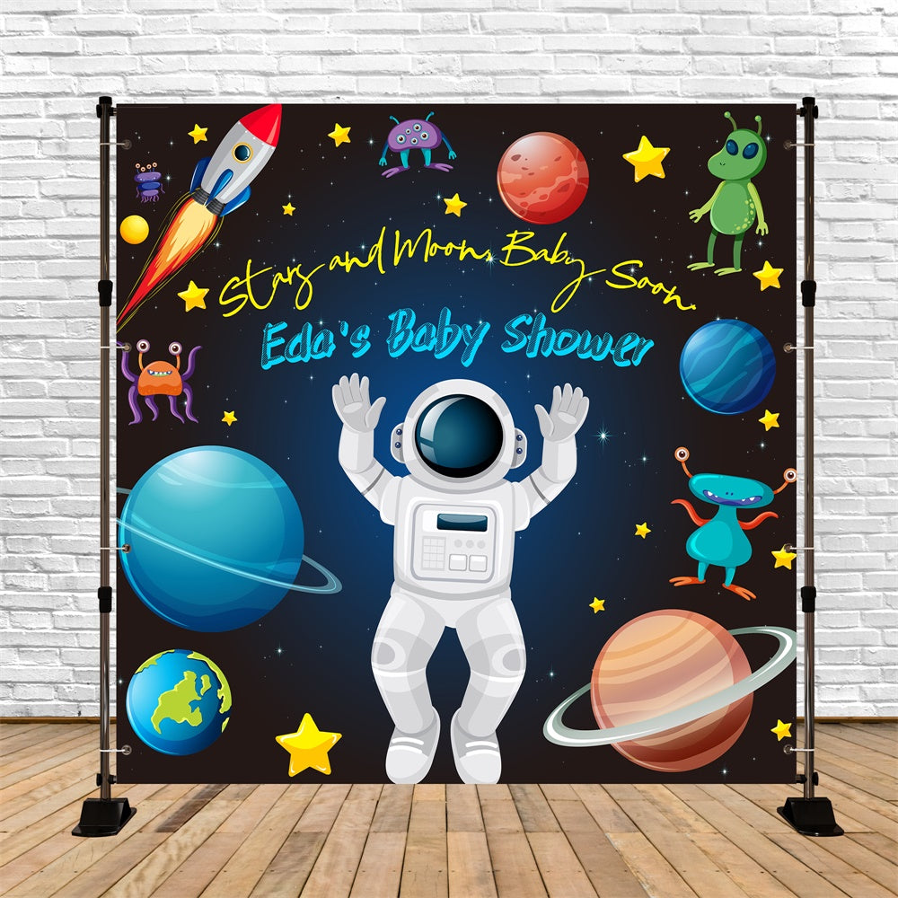 Toile de fond Baby Shower Personnalisable Aventure Galactique Bébé LXX6-237