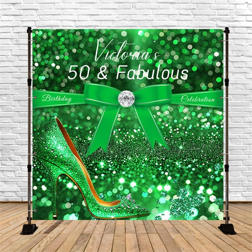 Toile de fond Personnalisable Anniversaire Glamour Vert Pour Ses 50 Ans LXX6-44