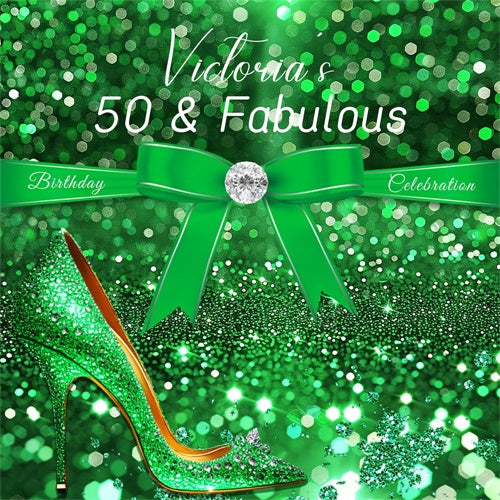 Toile de fond Personnalisable Anniversaire Glamour Vert Pour Ses 50 Ans LXX6-44