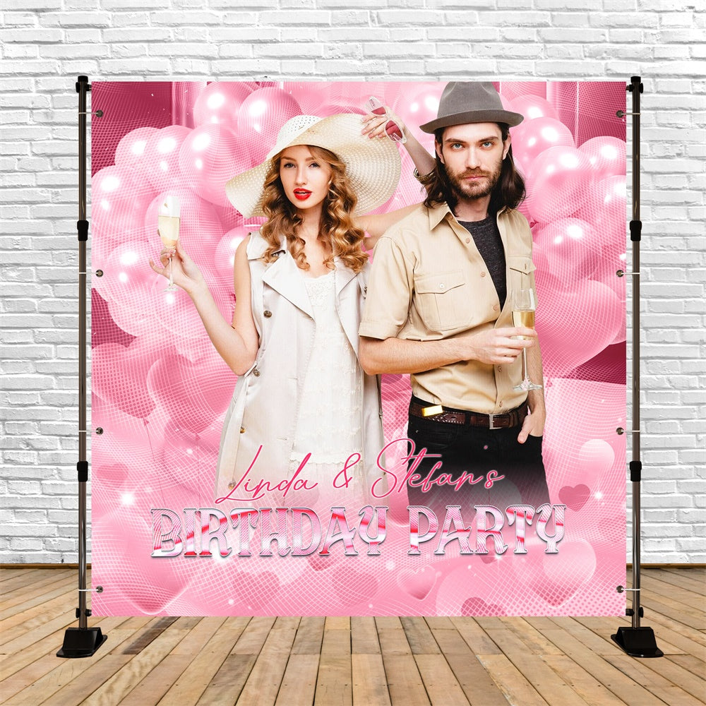 Toile de fond Photo Anniversaire Personnalisable Couple Chic Ballons LXX6-53