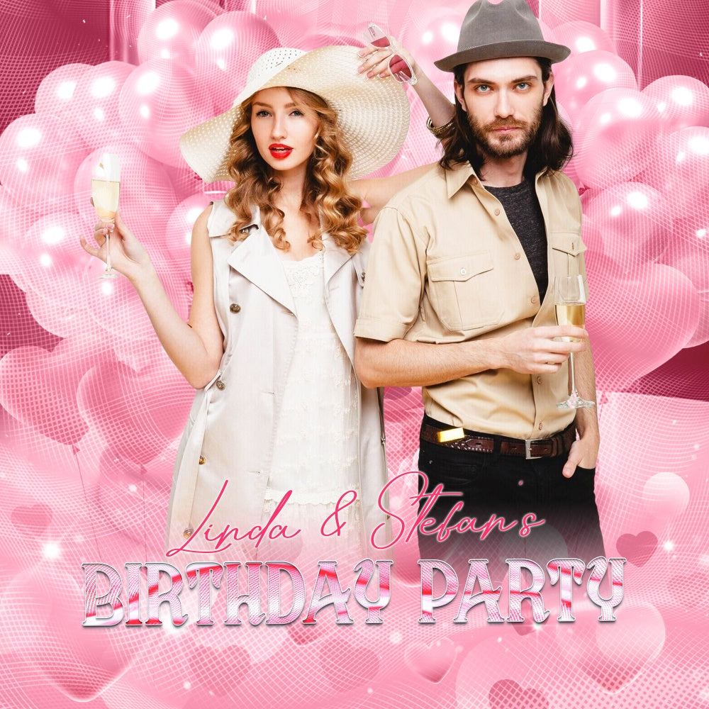 Toile de fond Photo Anniversaire Personnalisable Couple Chic Ballons LXX6-53