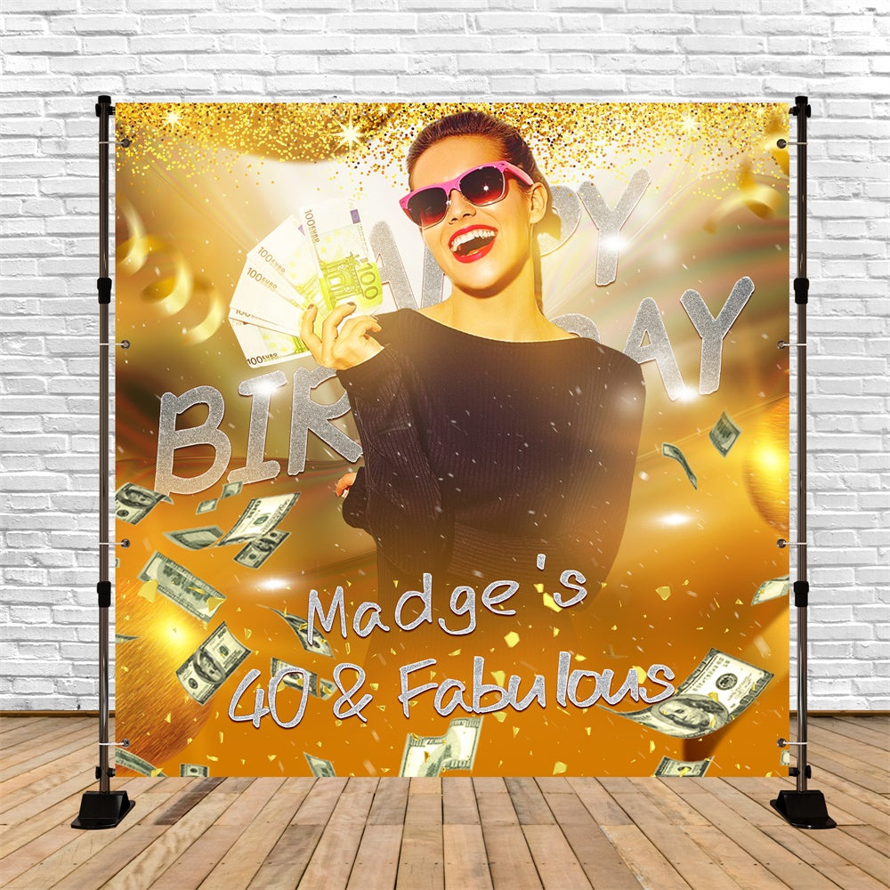 Toile de fond Anniversaire Personnalisable Fortune Dorée 40 Ans LXX6-62
