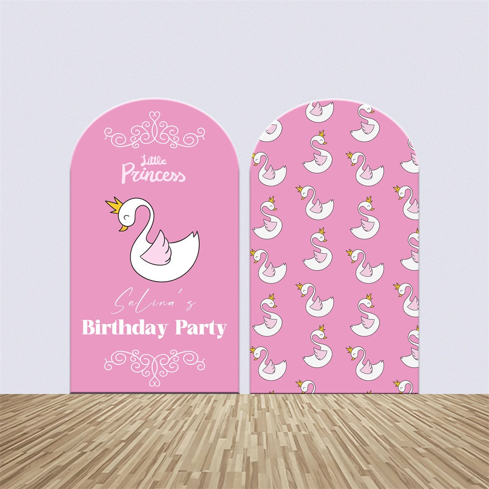 Kit de Toile de fond Arch Personnalisable Fête d’Anniversaire Princesse Cygne Rose LXX6-67