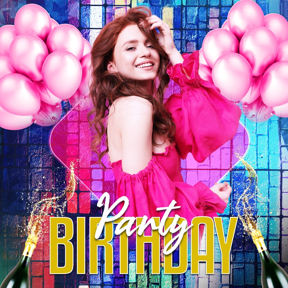 Toile de fond Deco Anniversaire Personnalisé Disco Ballons Pop LXX6-72