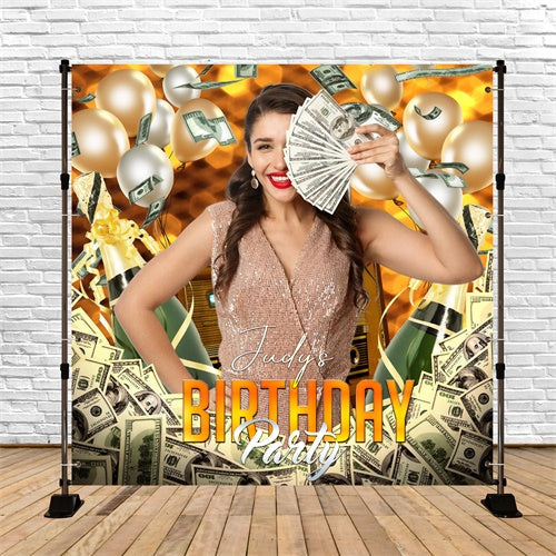 Toile de fond Deco Anniversaire Personnalisé Richesse Champagne Soirée LXX6-76