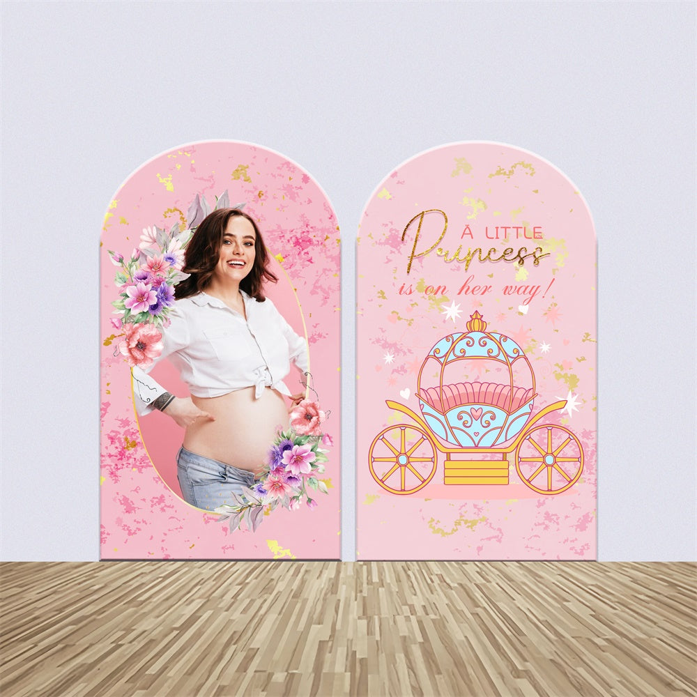 Kit de Toile de fond Arch Personnalisable Baby Shower Fille Carrosse Royal Rose LXX6-8