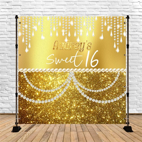 Toile de fond Personnalisable Anniversaire Perles Étincelantes Sweet 16 LXX6-81