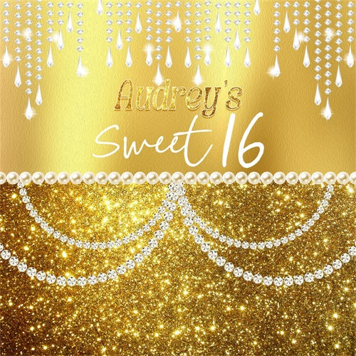 Toile de fond Personnalisable Anniversaire Perles Étincelantes Sweet 16 LXX6-81