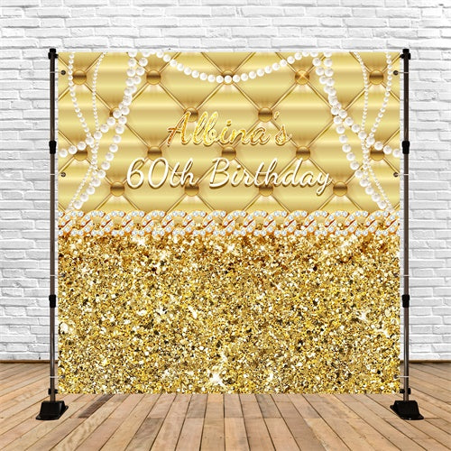 Toile de fond Photo Anniversaire Personnalisable Élégance Perle 60 Ans LXX6-82