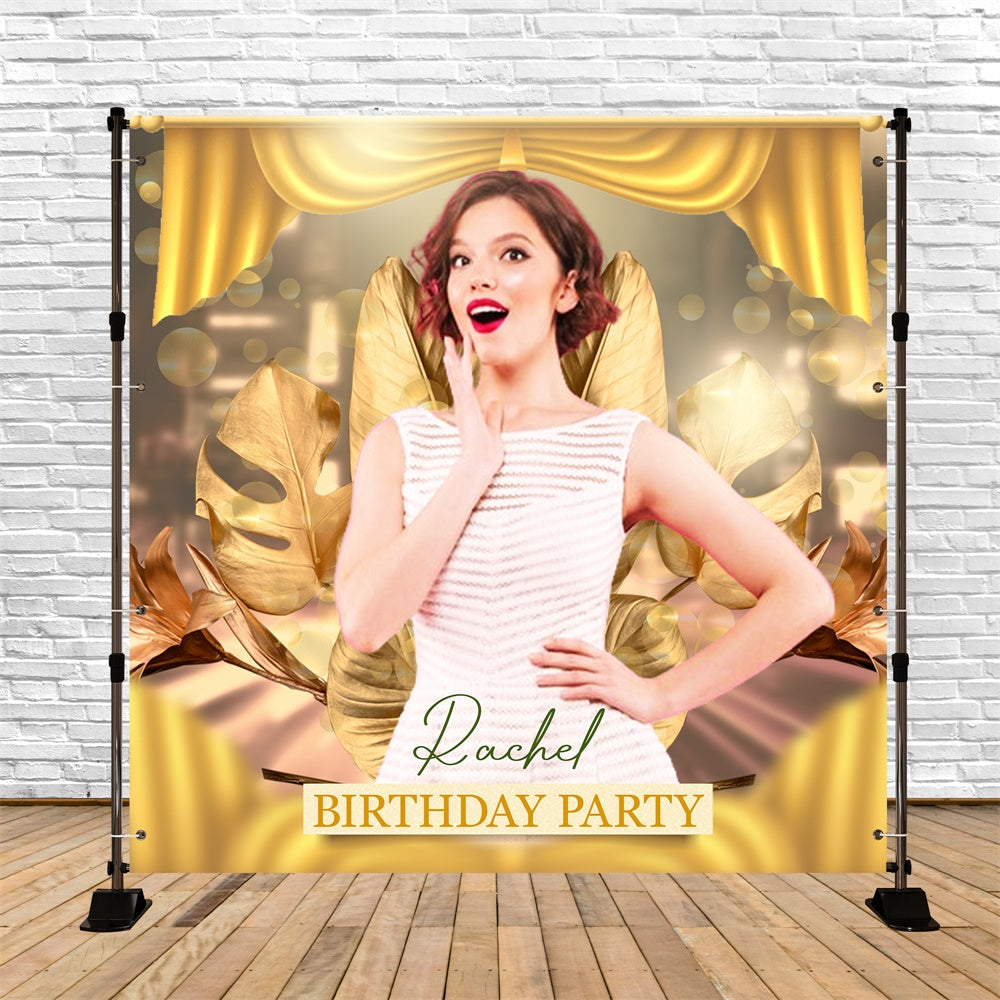 Toile de fond Anniversaire Personnalisé Feuilles Chic de Luxe LXX6-83