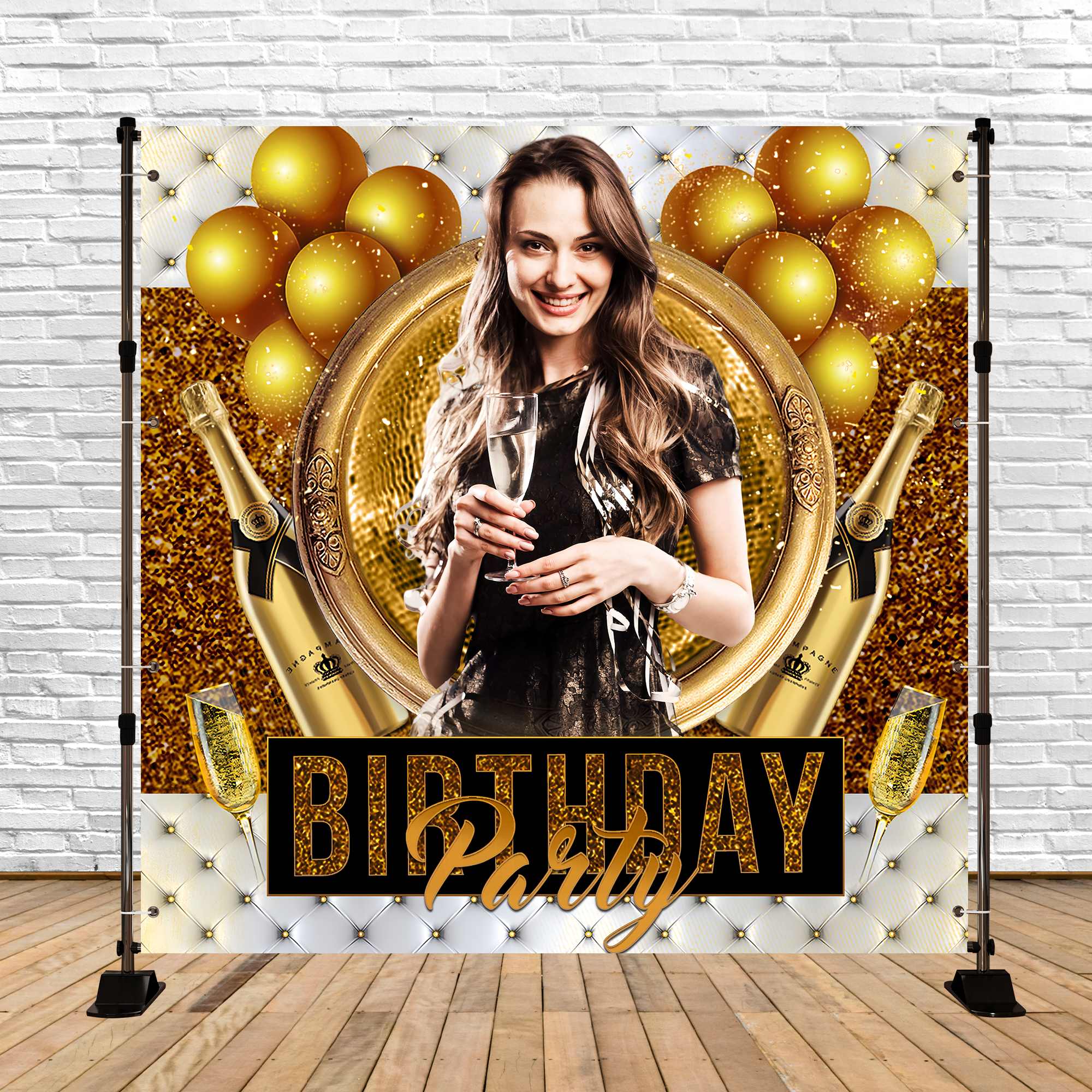Toile de fond Deco Anniversaire Personnalisé Célébration Champagne LXX6-88