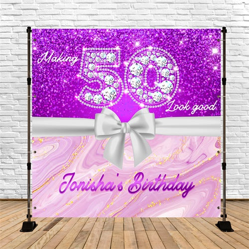 Toile de fond Photo Anniversaire Personnalisable Diamant Brillant 50 Ans LXX6-90