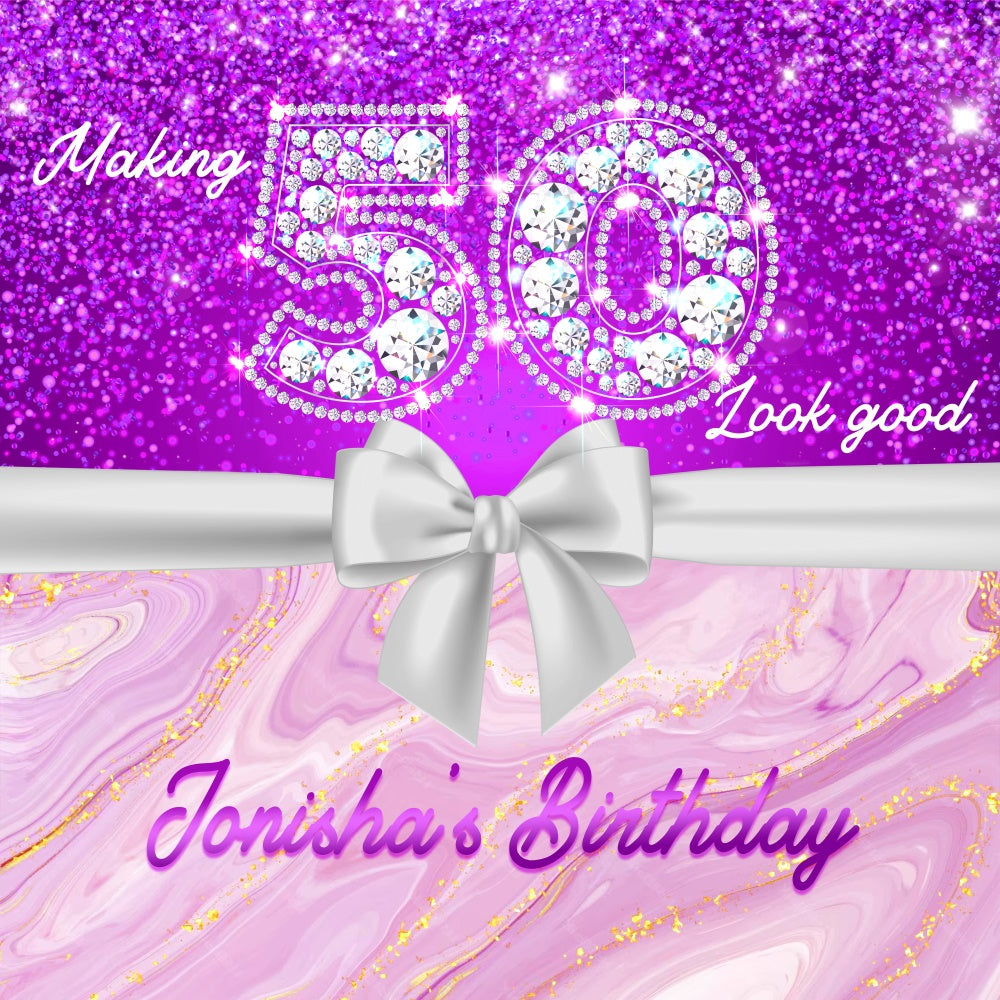 Toile de fond Photo Anniversaire Personnalisable Diamant Brillant 50 Ans LXX6-90