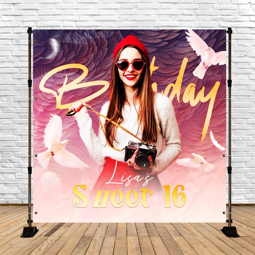 Toile de fond Photo Anniversaire Personnalisable Rêves Colombe Sweet 16 LXX6-94
