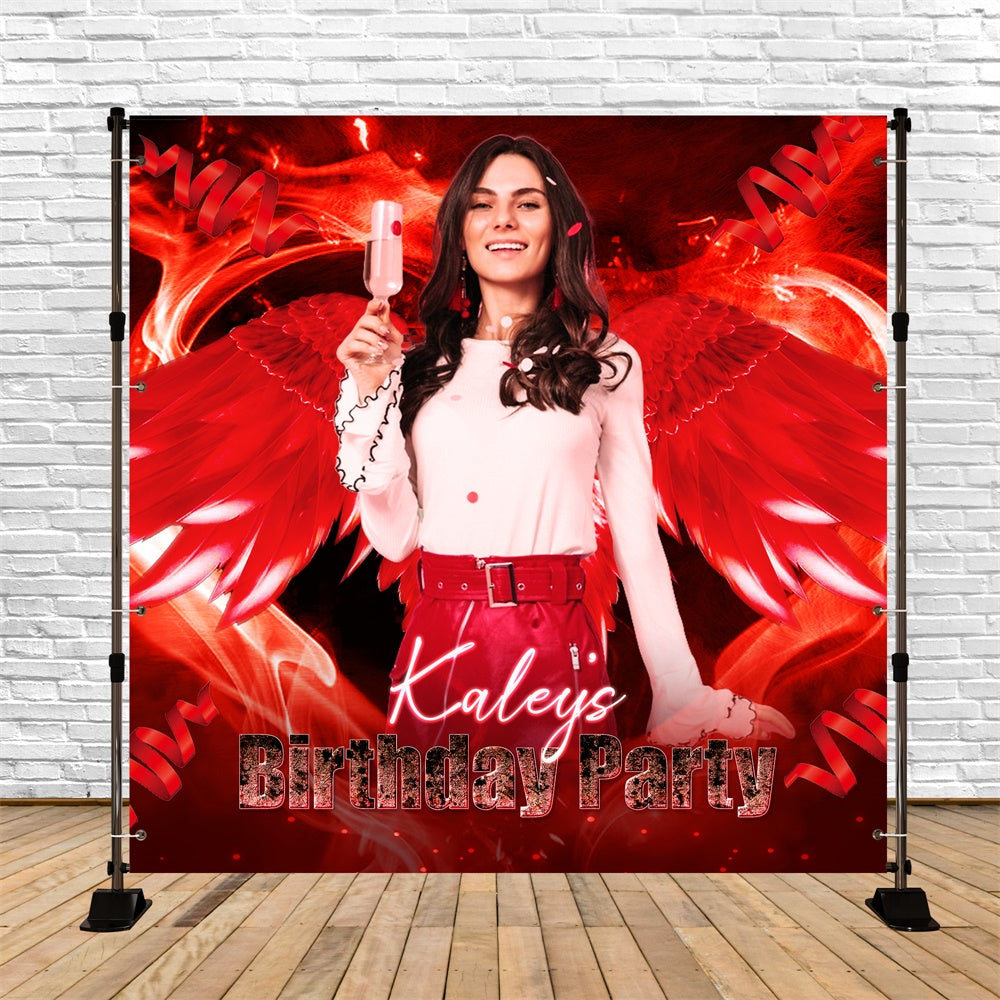 Toile de fond Anniversaire Personnalisé Ailes Pourpres Fête Cramoisie LXX6-95
