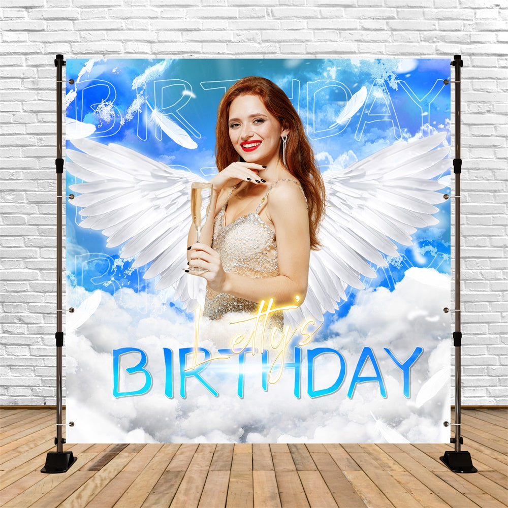 Toile de fond Deco Anniversaire Personnalisé Ailes Lumineuses Dans le Ciel LXX6-96
