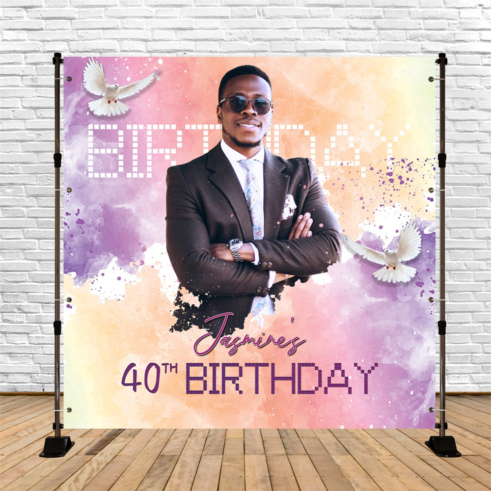 Toile de fond Anniversaire Personnalisé Colombe Pastel 40 Ans LXX6-99