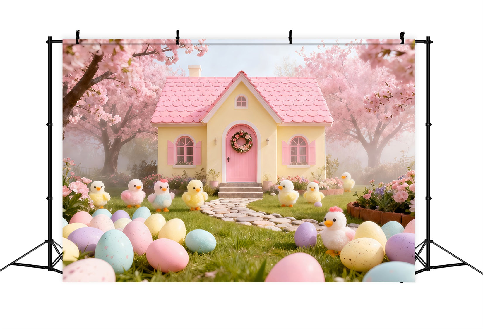 Fond de Pâques Jardin Cottage Fleurs Cerisier LXX61-104