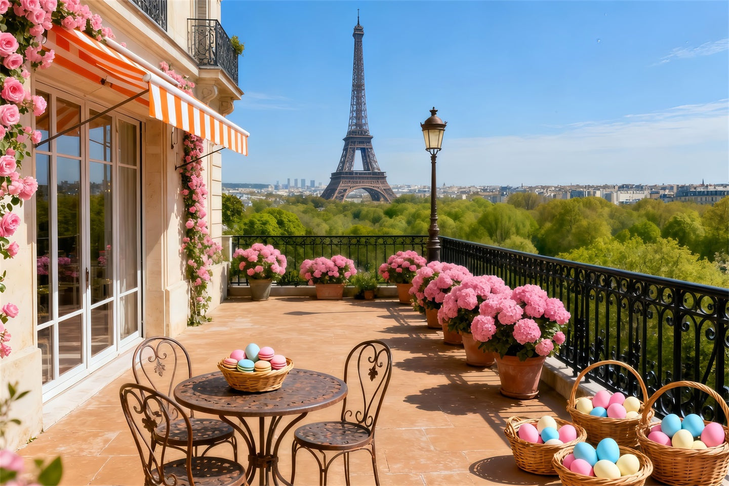 Fond Photo Pâques Balcon Paris Tour Eiffel LXX61-113