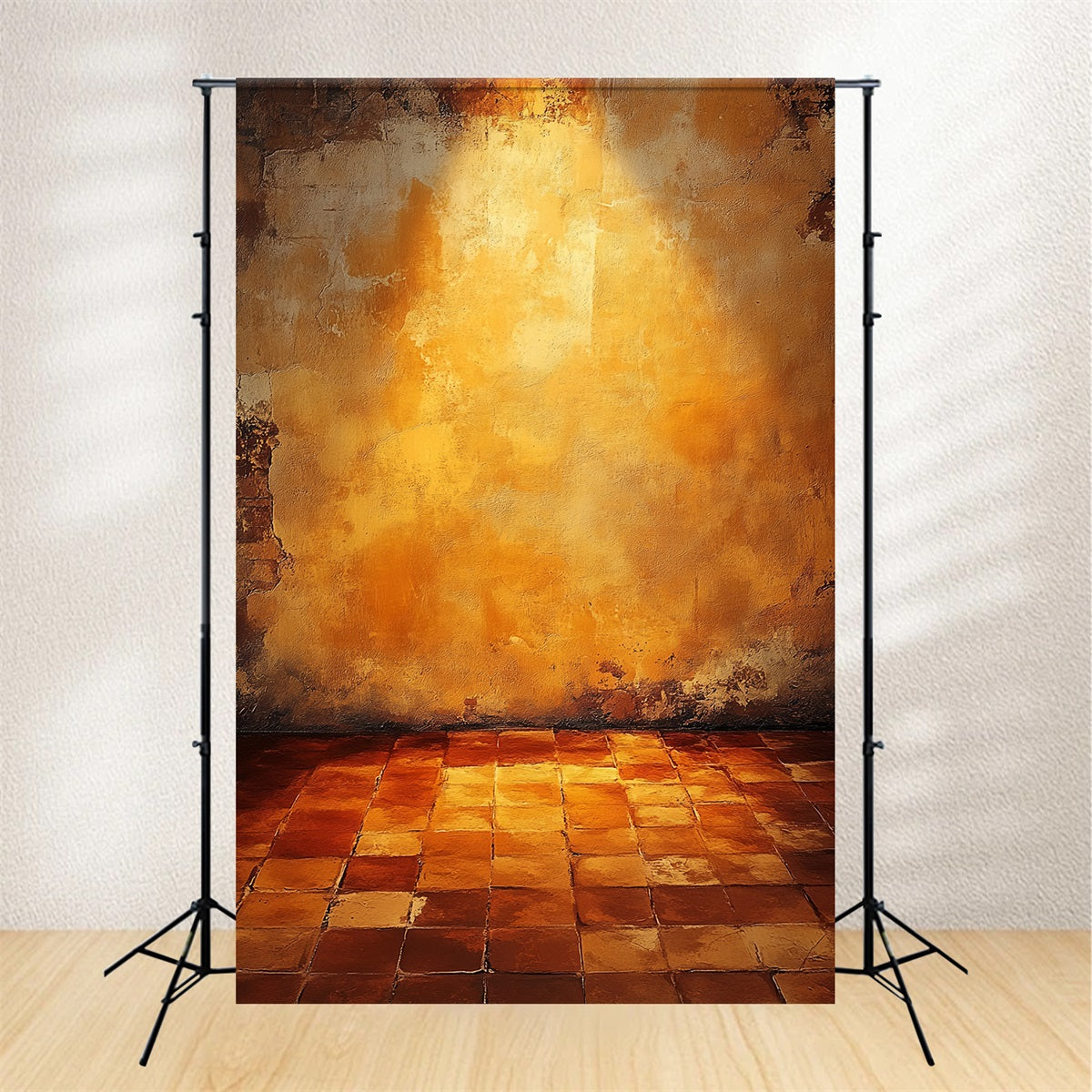 Fond pour photographie portrait Fond mural en carreaux ocres chauds Fond en béton LXX61-12