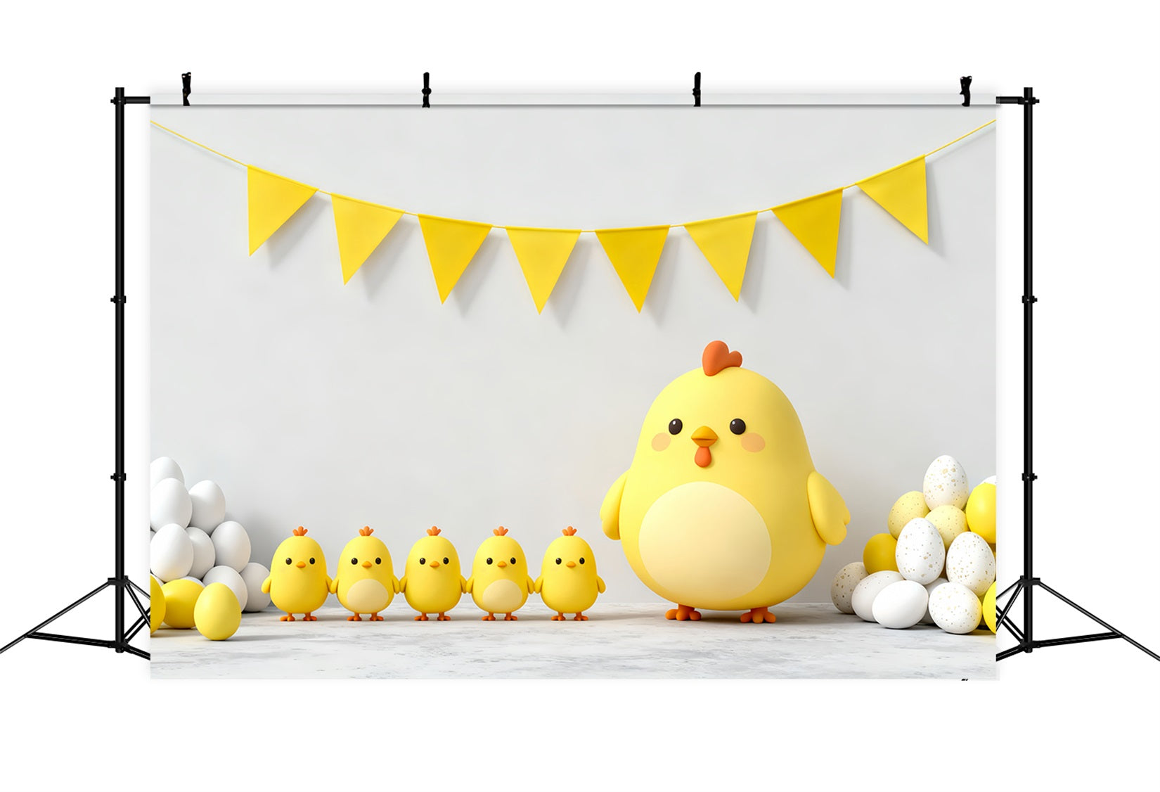Fond Photo Pâques Guirlande Fanions Jaunes Œufs LXX61-121