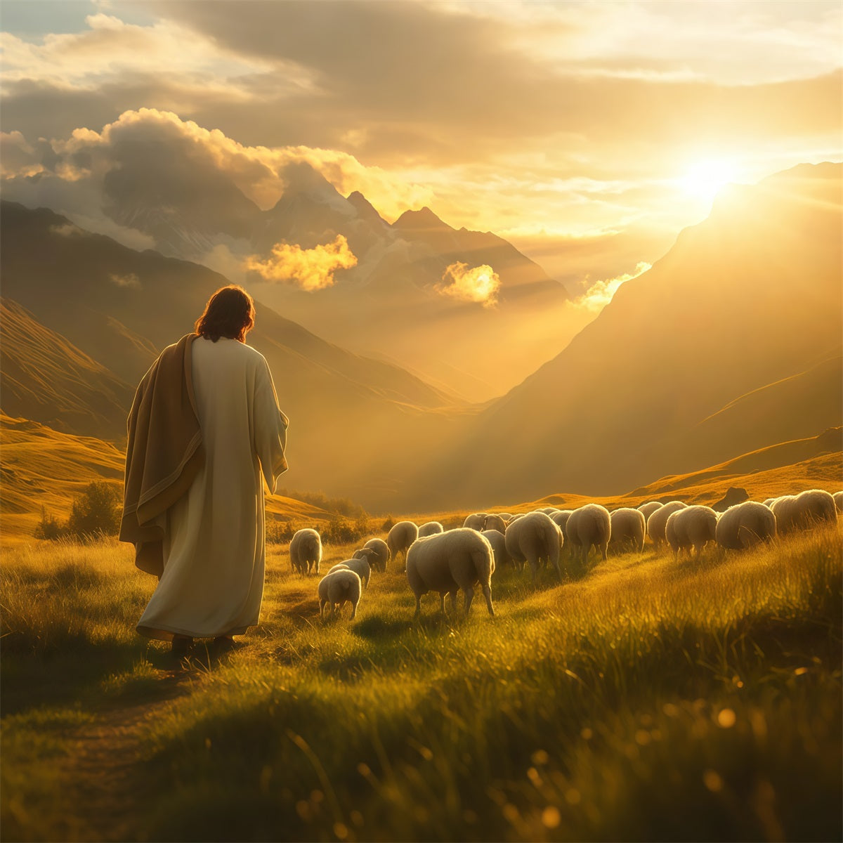 Fond Photo Pâques Vallée Lueur Il Est Ressuscité LXX61-145