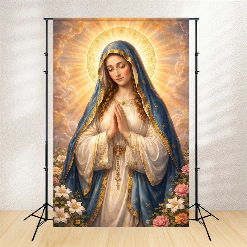 Toile de fond Pâques Il Est Ressuscité Vierge Marie LXX61-146
