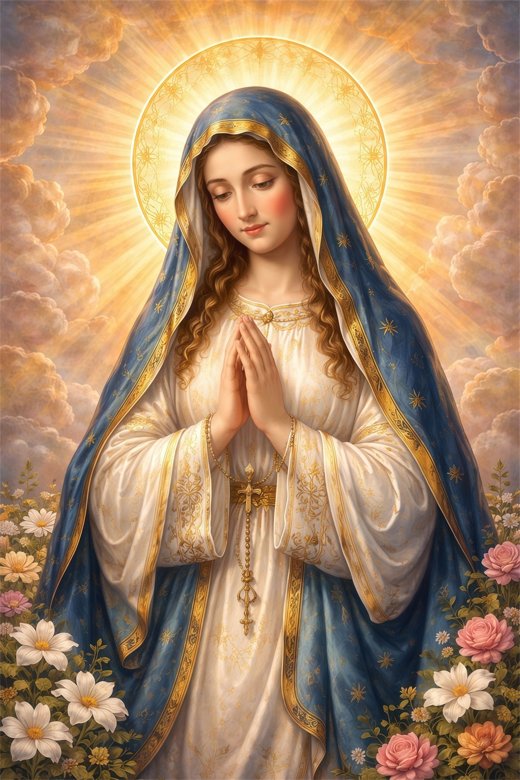 Toile de fond Pâques Il Est Ressuscité Vierge Marie LXX61-146