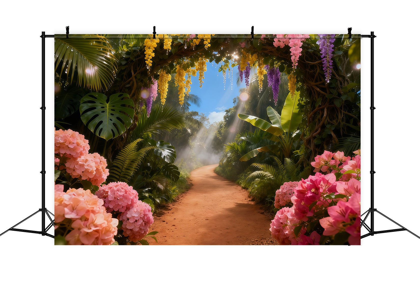 Toile de fond Photo Printemps Allée Florale Tropicale Baignée De Soleil LXX61-152