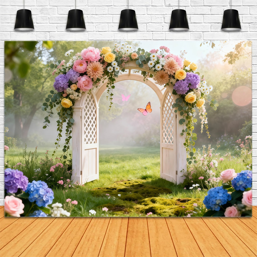 Toile de fond Photo Printemps Portail Jardin Floral Pastel LXX61-160