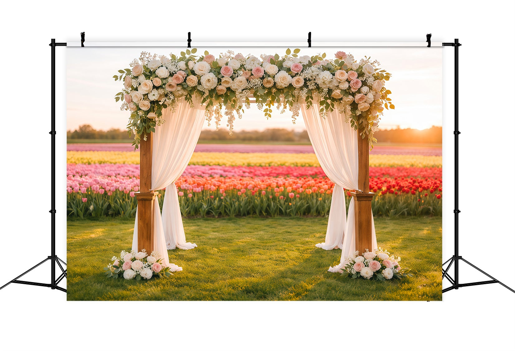 Fond Studio Photo Floral Arche Mariage Champ Fleurs Lueur LXX61-195