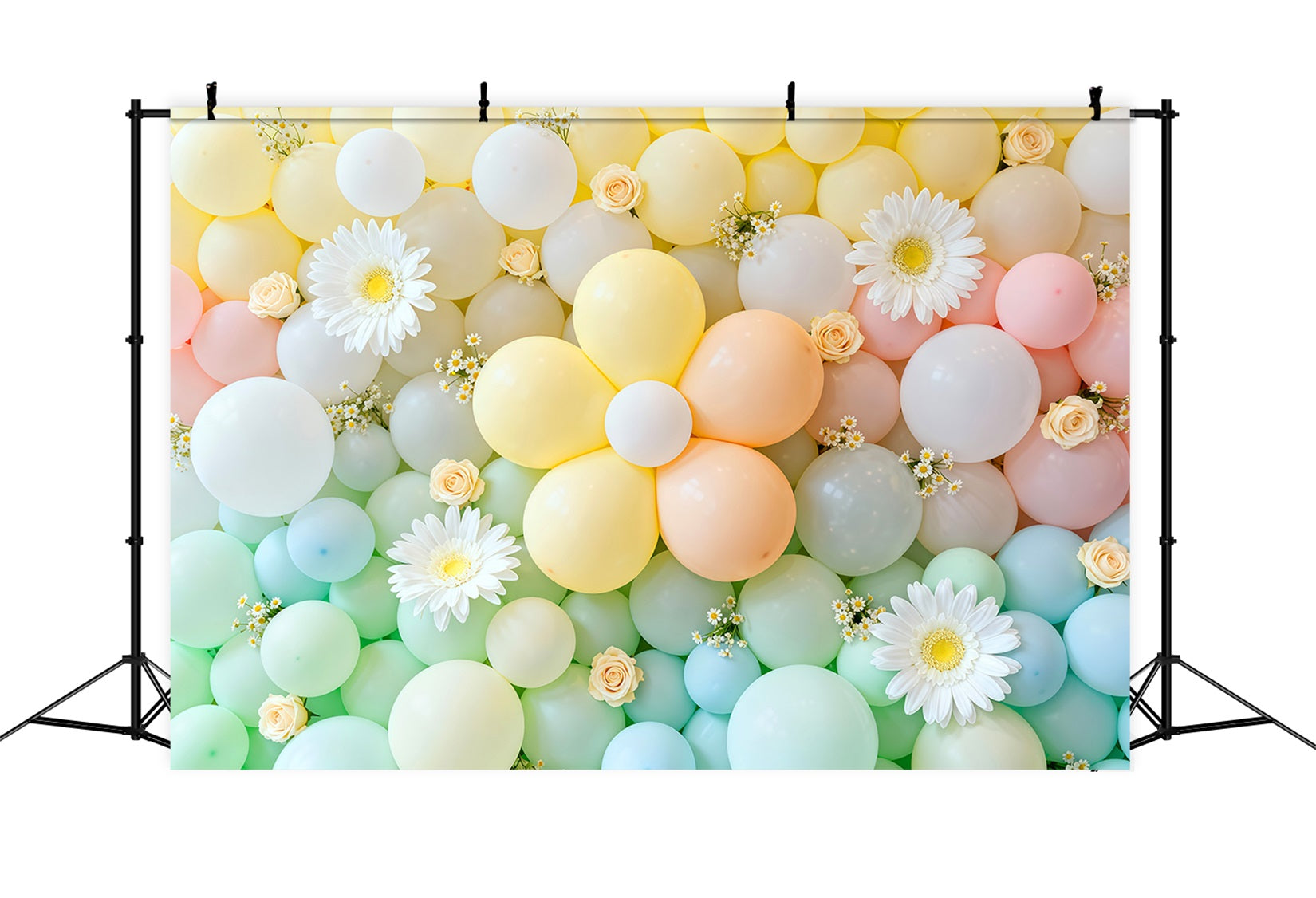 Fond Photo Floral Mur Ballons Fleurs Pastel LXX61-197